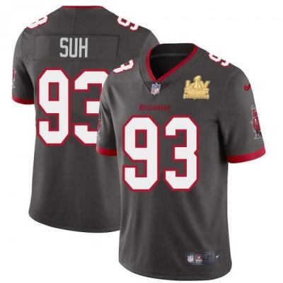 Men Tampa Bay Buccaneers 93 Ndamukong Suh Men Super Bowl LV Champions Patch Nike Pewter Alternate Vapor Limited Jersey