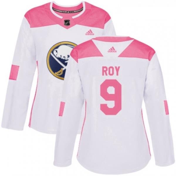 Womens Adidas Buffalo Sabres 9 Derek Roy Authentic WhitePink Fashion NHL Jersey