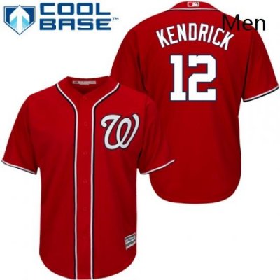 Mens Majestic Washington Nationals 12 Howie Kendrick Replica Red Alternate 1 Cool Base MLB Jersey