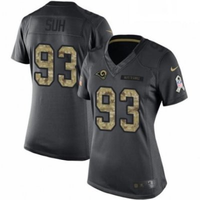 Womens Nike Los Angeles Rams 93 Ndamukong Suh Limited Black 2016 Salute to Service NFL Jersey