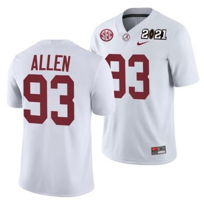 Alabama Crimson Tide Jonathan Allen White 2021 Rose Bowl Champions College Football Playoff College Football Playoff Jersey