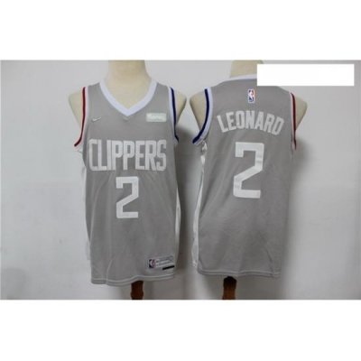 Men Los Angeles Clippers 2 Kawhi Leonard Gray 2021 Earned Edition Nike Swingman Jersey