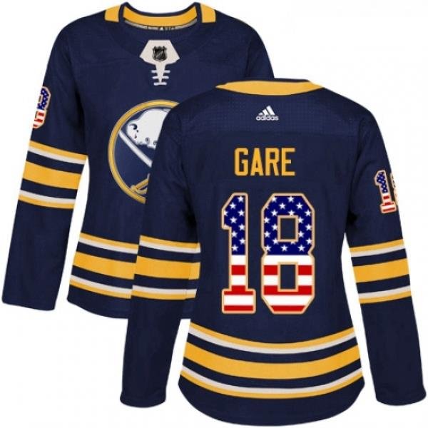 Womens Adidas Buffalo Sabres 18 Danny Gare Authentic Navy Blue USA Flag Fashion NHL Jersey