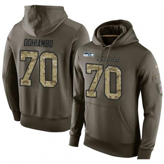 NFL Nike Seattle Seahawks 70 Rees Odhiambo Green Salute To Service Mens Pullover Hoodie