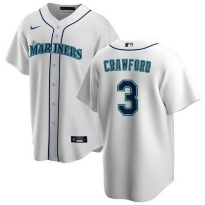 Men Seattle Mariners 3 J P  Crawford White Cool Base Stitched Jersey