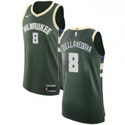 Mens Nike Milwaukee Bucks 8 Matthew Dellavedova Authentic Green Road NBA Jersey Icon Edition