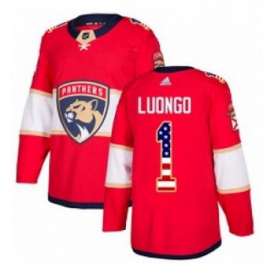 Youth Adidas Florida Panthers 1 Roberto Luongo Authentic Red USA Flag Fashion NHL Jersey