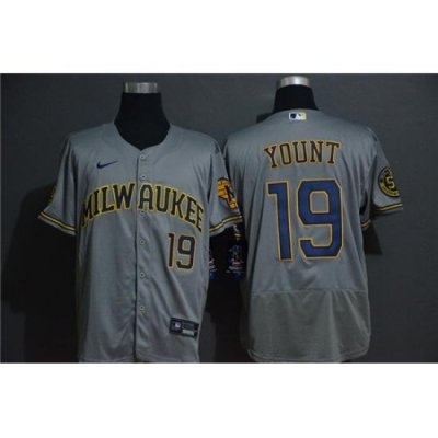 BreWers 19 Robin Yount Gray 2020 Nike Flexbase Jersey