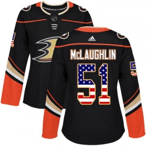 Womens Adidas Anaheim Ducks 51 Blake McLaughlin Authentic Black USA Flag Fashion NHL Jersey