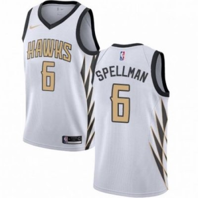 Mens Nike Atlanta Hawks 6 Omari Spellman Swingman White NBA Jersey City Edition