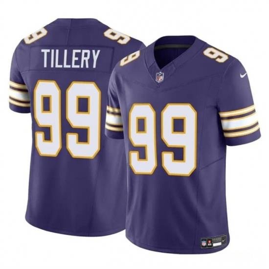 Youth Minnesota Vikings 99 Jerry Tillery Purple 2023 F U S E  Throwback Vapor Untouchable Limited Stitched Jersey