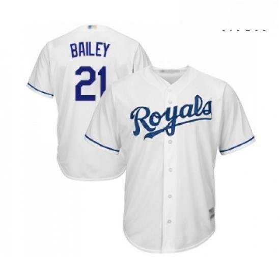 Mens Kansas City Royals 21 Homer Bailey Replica White Home Cool Base Baseball Jersey