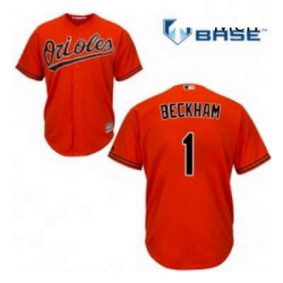 Mens Majestic Baltimore Orioles 1 Tim Beckham Replica Orange Alternate Cool Base MLB Jersey