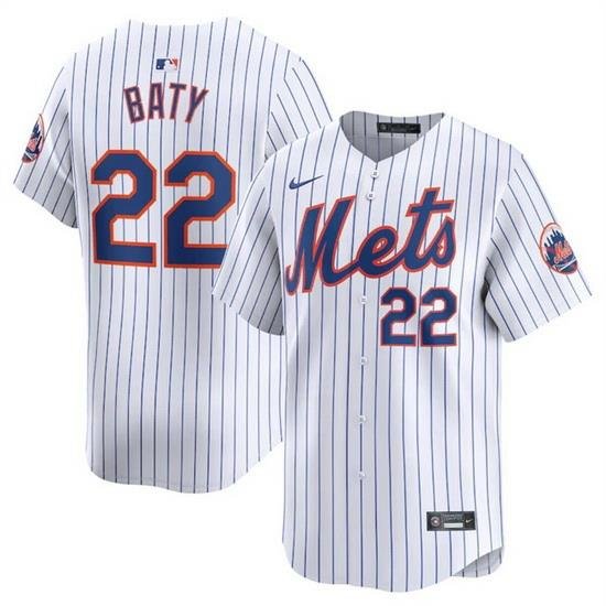 Men NeW York Mets 22 Brett Baty White Home Limited Stitched Baseball Jersey