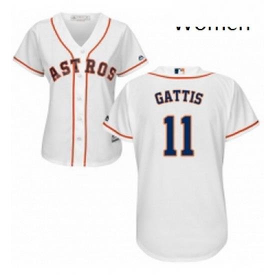 Womens Majestic Houston Astros 11 Evan Gattis Replica White Home Cool Base MLB Jersey