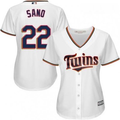 Womens Majestic Minnesota Twins 22 Miguel Sano Replica White Home Cool Base MLB Jersey