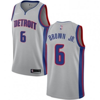 Womens Nike Detroit Pistons 6 Bruce Brown Jr Swingman Silver NBA Jersey Statement Edition