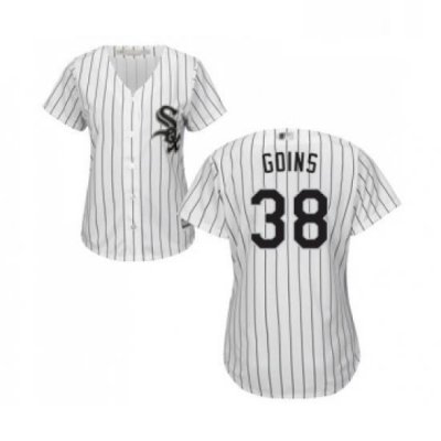 Womens Chicago White Sox 38 Ryan Goins Replica White Home Cool Base Baseball Jersey