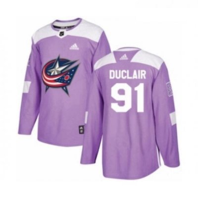 Youth Adidas Columbus Blue Jackets 91 Anthony Duclair Authentic Purple Fights Cancer Practice NHL Jersey