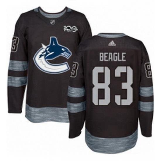 Mens Adidas Vancouver Canucks 83 Jay Beagle Authentic Black 1917 2017 100th Anniversary NHL Jersey