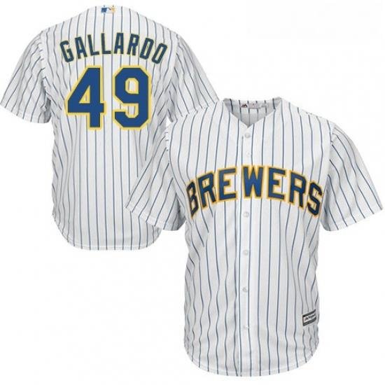 Youth Majestic Milwaukee Brewers 49 Yovani Gallardo Replica White Alternate Cool Base MLB Jersey