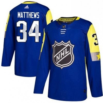 Mens Adidas Toronto Maple Leafs 34 Auston Matthews Authentic Royal Blue 2018 All Star Atlantic Division NHL Jersey