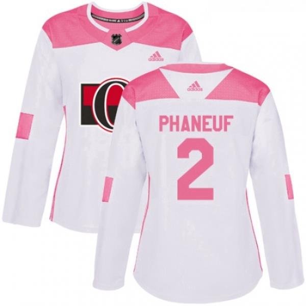 Womens Adidas Ottawa Senators 2 Dion Phaneuf Authentic WhitePink Fashion NHL Jersey