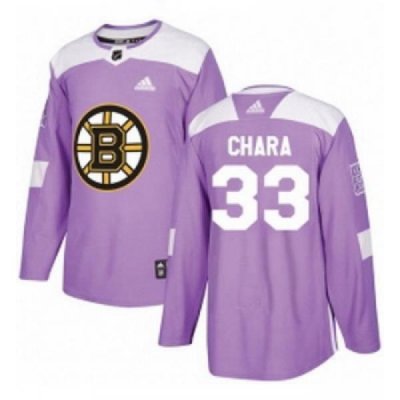 Youth Adidas Boston Bruins 33 Zdeno Chara Authentic Purple Fights Cancer Practice NHL Jersey