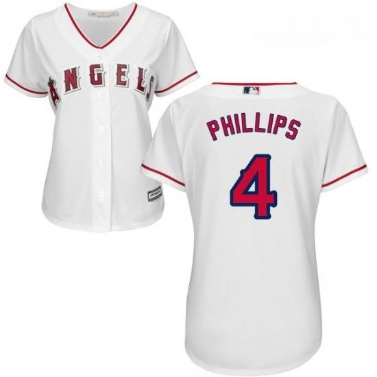 Womens Majestic Los Angeles Angels of Anaheim 4 Brandon Phillips Authentic White Home Cool Base MLB Jersey