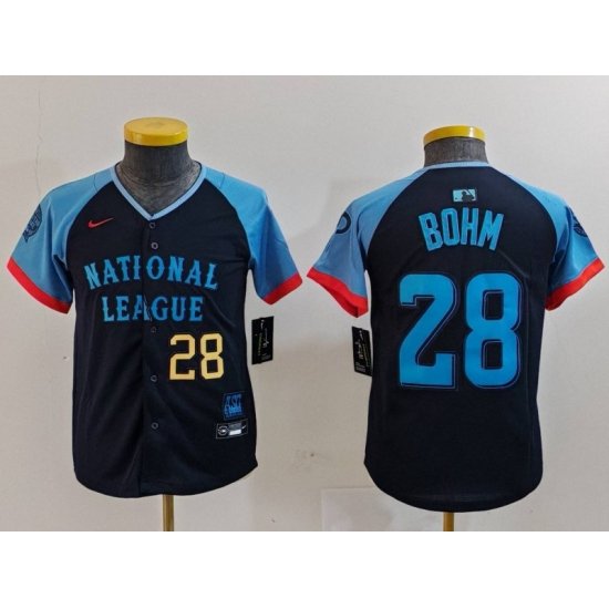 Youth National League 28 Alec Bohm Navy 2024 All Star Limited Stitched Baseball Jersey 1