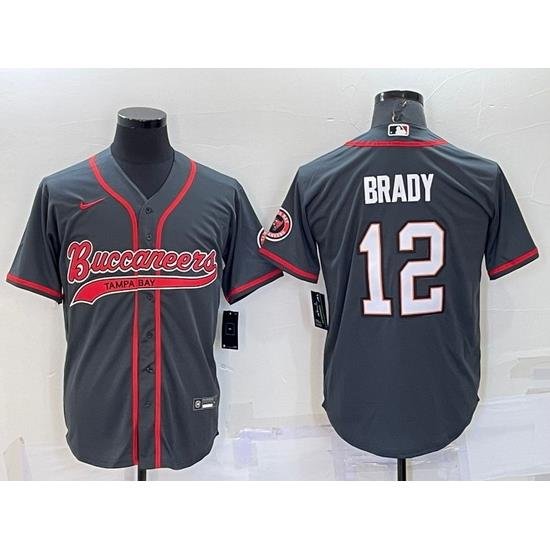 Men Tampa Bay Buccaneers 12 Tom Brady Grey Cool Base Stitched Baseball Jersey