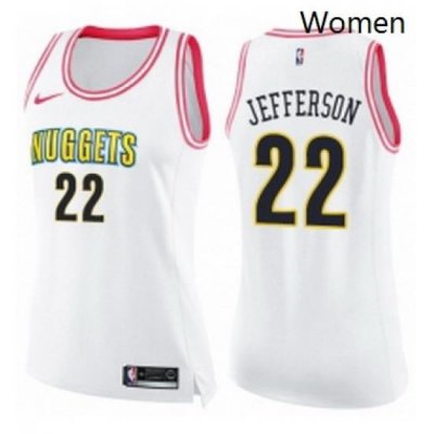 Womens Nike Denver Nuggets 22 Richard Jefferson Swingman WhitePink Fashion NBA Jersey