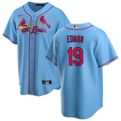 Men St  Louis Cardinals 19 Tommy Edman Blue Cool Base Stitched Jersey