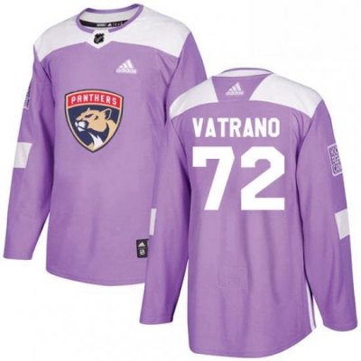 Mens Adidas Florida Panthers 72 Frank Vatrano Authentic Purple Fights Cancer Practice NHL Jersey