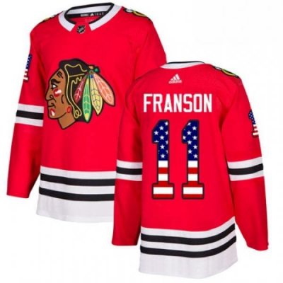 Mens Adidas Chicago Blackhawks 11 Cody Franson Authentic Red USA Flag Fashion NHL Jersey