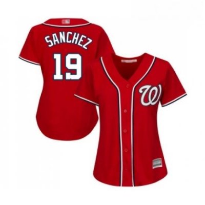 Womens Washington Nationals 19 Anibal Sanchez Replica Red Alternate 1 Cool Base Baseball Jersey