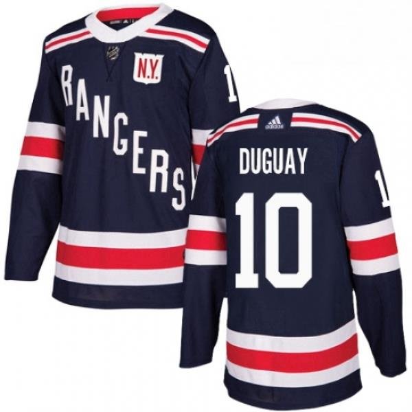 Mens Adidas New York Rangers 10 Ron Duguay Authentic Navy Blue 2018 Winter Classic NHL Jersey