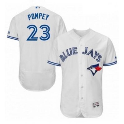 Mens Majestic Toronto Blue Jays 23 Dalton Pompey White Home Flex Base Authentic Collection MLB Jersey