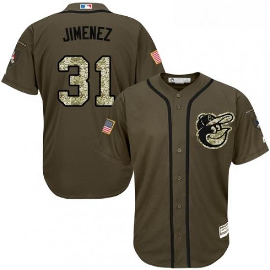 Youth Majestic Baltimore Orioles 31 Ubaldo Jimenez Replica Green Salute to Service MLB Jersey