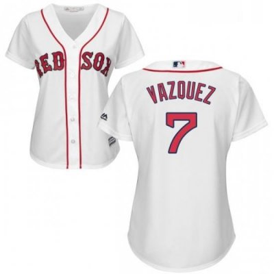 Womens Majestic Boston Red Sox 7 Christian Vazquez Authentic White Home MLB Jersey