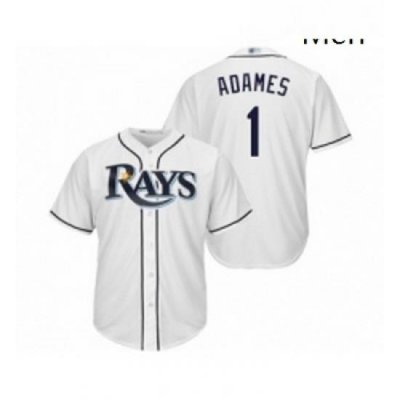 Mens Tampa Bay Rays 1 Willy Adames Replica White Home Cool Base Baseball Jersey