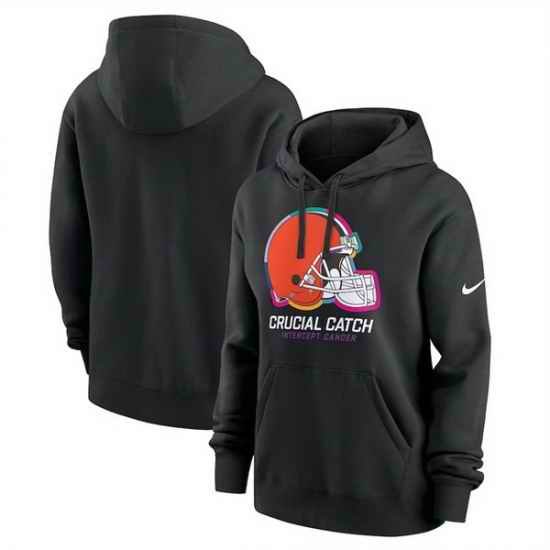 Women Cleveland Browns Black 2024 Crucial Catch Club Pullover Hoodie