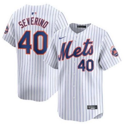 Men NeW York Mets 40 Luis Severino White 2024 Home Limited Stitched Baseball Jersey