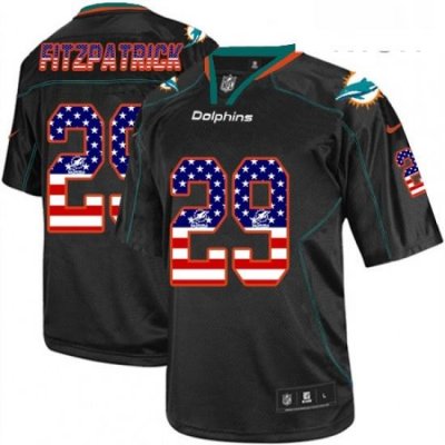 Mens Nike Miami Dolphins 29 Minkah Fitzpatrick Elite Black USA Flag Fashion NFL Jersey