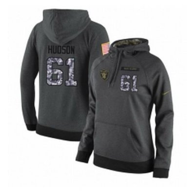 NFL Womens Nike Oakland Raiders 61 Rodney Hudson Stitched Black Anthracite Salute to Service Player Performance Hoodie