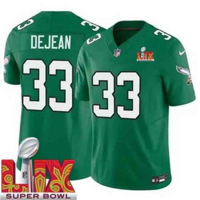 Men Philadelphia Eagles Cooper DeJean #33 Kelly Green 2024 2025 Super Bowl LIX F U S E Stitched NFL Jersey