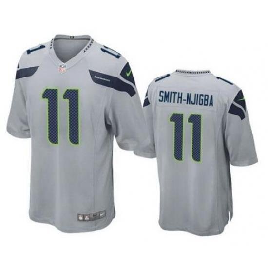 Men Seattle Seahawks 11 Jaxon Smith Njigba Grey 2023 Draft Stitched Game Jersey