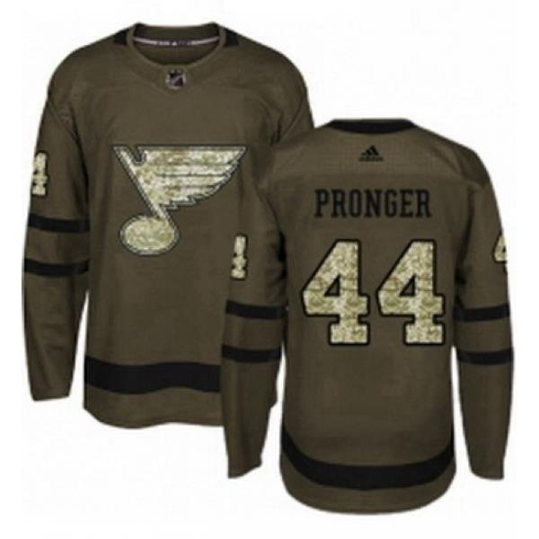 Mens Adidas St Louis Blues 44 Chris Pronger Premier Green Salute to Service NHL Jersey