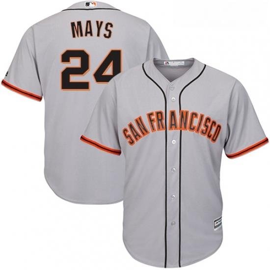 Youth Majestic San Francisco Giants 24 Willie Mays Replica Grey Road Cool Base MLB Jersey