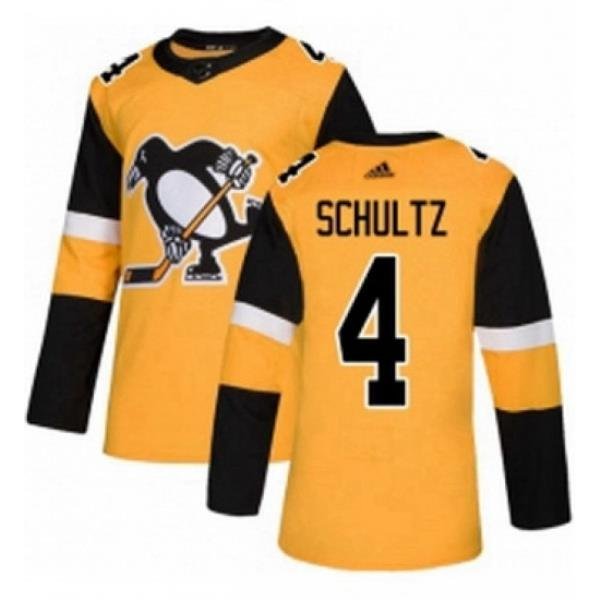 Mens Adidas Pittsburgh Penguins 4 Justin Schultz Premier Gold Alternate NHL Jersey